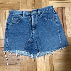 Liz Claiborne Raw Hem High-Rise Denim Shorts - Blue